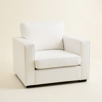 Field Edge Upholstered Armchair - White (synthetic illustration; no displayed measurements)