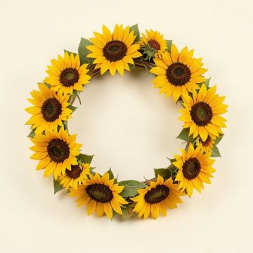 Sunflower Poppy Deluxe 24 '' Wreath (synthetic illustration; no displayed measurements)