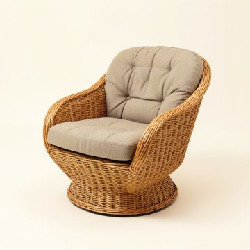 33 '' Wide Tufted Swivel Papasan Chair (synthetic illustration; no displayed measurements)