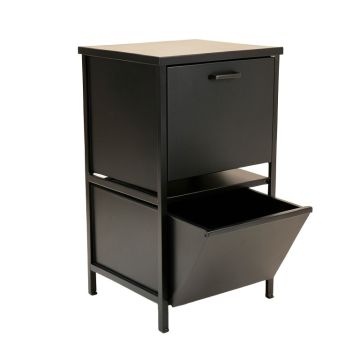 Alder Crossing Freestanding Pull-Out Hamper Cabinet - Black