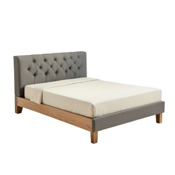Milo Solid Wood Tufted Upholstered Low Profile Standard Bed
