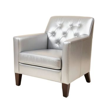 Alarice Tufted Upholstered Arm Chair In Silver