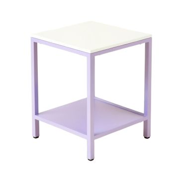 Beejay Metal Nightstand In White/Light Purple
