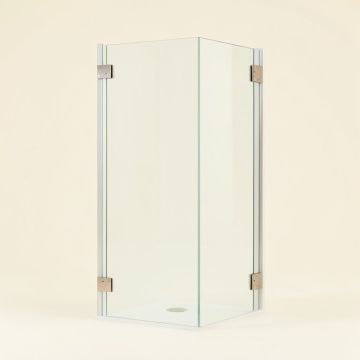 `` Aqua Ultra 44.75 '' '' W X 72 '' '' H Hinged Frameless Shower Door With Clearmax Technology `` (synthetic illustration; no displayed measurements)