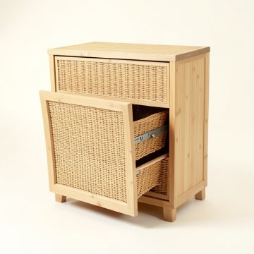 Bay Bend Freestanding Pull-Out Hamper Cabinet - Beige (synthetic illustration; no displayed measurements)