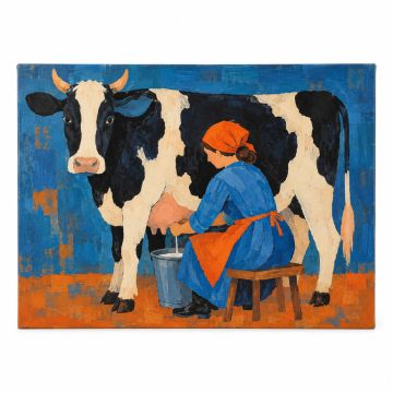 Milking The Cow By Julia Letheld Hahn - Graphic Art Print