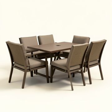 Meeks 7 Piece Dining Set With Cushions (synthetic illustration; no displayed measurements)