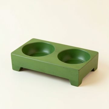 Dune Bridge Pet Feeding Stand With Two Plain Empty Bowls - Green (synthetic illustration; no displayed measurements)