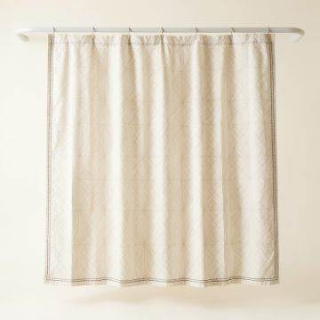 Elm Crossing Shower Curtain Hanging Flat From A Plain Rod - Ivory (synthetic illustration; no displayed measurements)