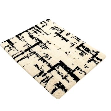 Brillion Abstract Tufted Wool Ivory/Black Area Rug