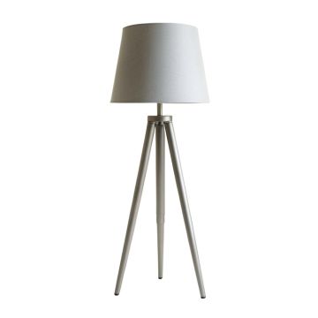 Reed Branch Floor Lamp With A Plain Fabric Shade - Gray