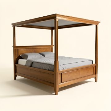 King Solid Wood Four Poster Bed (synthetic illustration; no displayed measurements)