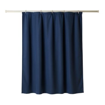 Meadow Branch Shower Curtain Hanging Flat From A Plain Rod - Navy