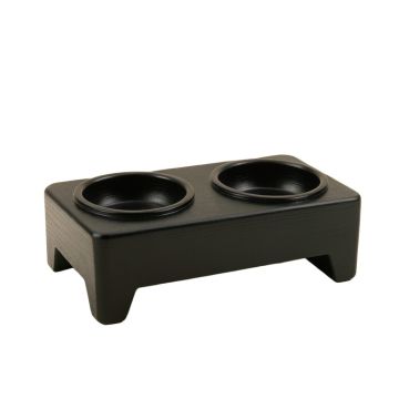Hill Falls Pet Feeding Stand With Two Plain Empty Bowls - Black