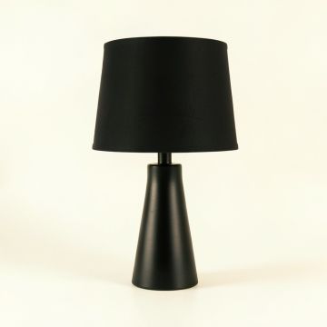 Rowan Arc Table Lamp With A Plain Fabric Shade - Black (synthetic illustration; no displayed measurements)