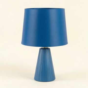 River Crossing Table Lamp With A Plain Fabric Shade - Blue (synthetic illustration; no displayed measurements)