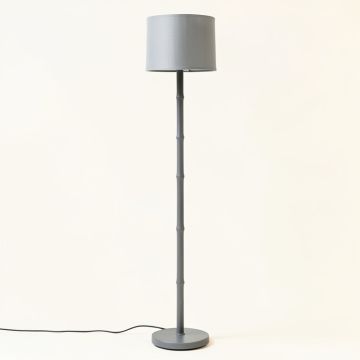 Linden Branch Floor Lamp With A Plain Fabric Shade - Gray (synthetic illustration; no displayed measurements)