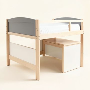 Daylin Solid Wood Platform Loft Bed With Built-In-Desk (synthetic illustration; no displayed measurements)