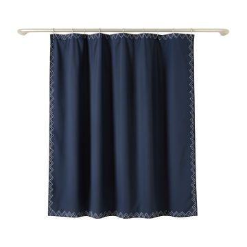 Ridge Edge Shower Curtain Hanging Flat From A Plain Rod - Navy
