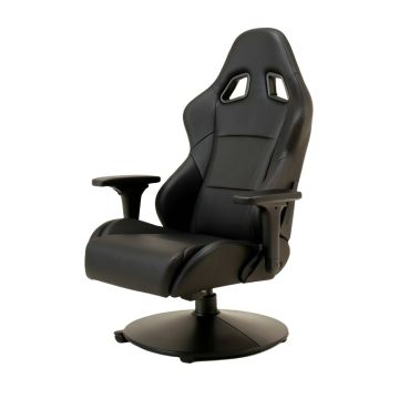 Inbox Zero Adjustable Reclining Faux Leather Swiveling Pc & Racing Game Chair With Footrest In Black