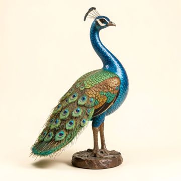 Pratt Metal Standing Peacock Statue (synthetic illustration; no displayed measurements)