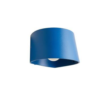 Dawn Crest Wall Sconce Mounted On A Plain Wall - Blue