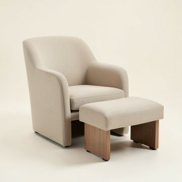 Lucea 25.5 '' Wide Barrel Chair And Ottoman (synthetic illustration; no displayed measurements)