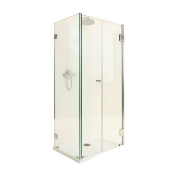 Quatra Lux 46.38 '' X 72 '' Hinged Frameless Shower Door With Clear Max Technology