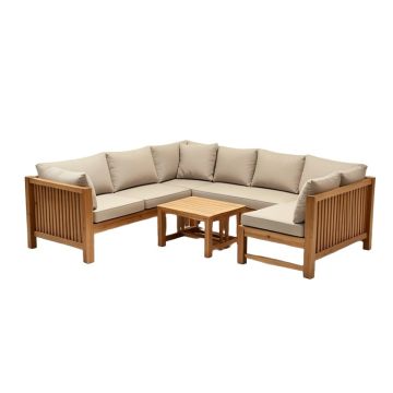 Zaina Outdoor 8 Piece Teak Sectional Seating Group With Cushions