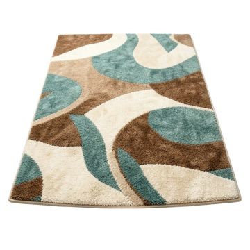 Kinde Abstract Beige/Brown/Teal Indoor / Outdoor Area Rug