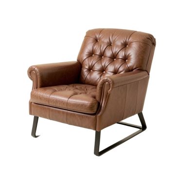 33.75 '' Wide Tufted Top Grain Leather Lounge Chair