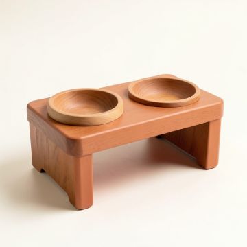 Ash Crossing Pet Feeding Stand With Two Plain Empty Bowls - Terracotta (synthetic illustration; no displayed measurements)