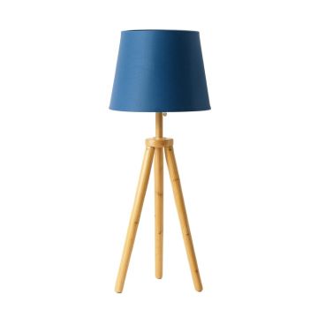 Vale Bend Floor Lamp With A Plain Fabric Shade - Blue