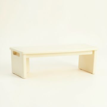 Stone Arc Narrow Outdoor Storage Bench - Ivory (synthetic illustration; no displayed measurements)