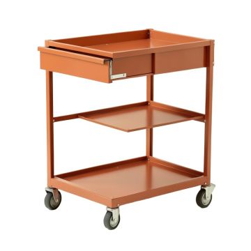 Rowan Branch Empty Rolling Workshop Cart - Terracotta