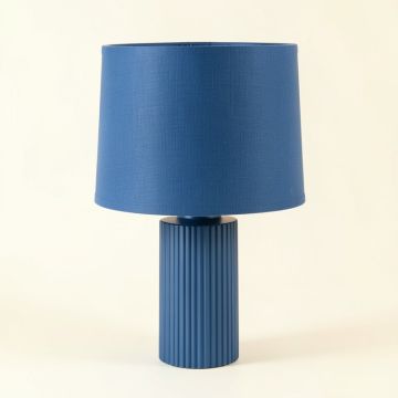 Rowan Crossing Table Lamp With A Plain Fabric Shade - Blue (synthetic illustration; no displayed measurements)