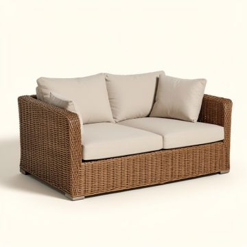 Menifee Patio Sofa With Cushions (synthetic illustration; no displayed measurements)