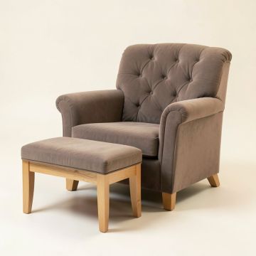Micky 31 '' Wide Tufted Polyester Armchair And Ottoman (synthetic illustration; no displayed measurements)