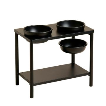 Lake Crossing Pet Feeding Stand With Two Plain Empty Bowls - Black (synthetic illustration; no displayed measurements)