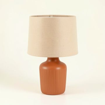 Birch Brook Table Lamp With A Plain Fabric Shade - Terracotta (synthetic illustration; no displayed measurements)