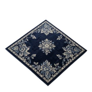 Thelonius Floral Tufted Wool Navy Blue Area Rug