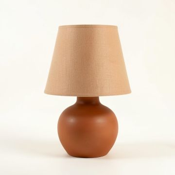 Glen Crest Table Lamp With A Plain Fabric Shade - Terracotta (synthetic illustration; no displayed measurements)