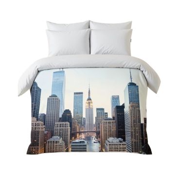 New York With Urban Skyscrapers Duvet Cover Set