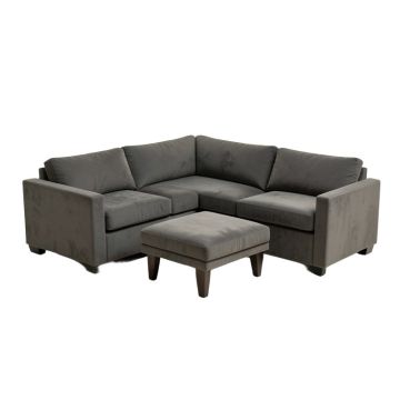 Brás 157 '' Wide Microfiber/Microsuede Reversible Down Cushion Corner Sectional With Ottoman