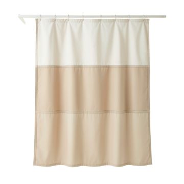 Pine Crest Shower Curtain Hanging Flat From A Plain Rod - Beige