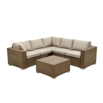 Outdoor Patio 6 Piece Rattan Sectional Seating Group With Cushions