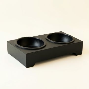 Stone Bend Pet Feeding Stand With Two Plain Empty Bowls - Black (synthetic illustration; no displayed measurements)
