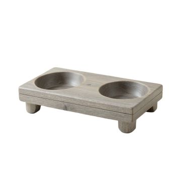 Rowan Dell Pet Feeding Stand With Two Plain Empty Bowls - Gray