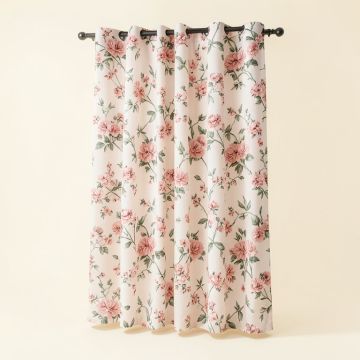 La Petite Hidden Fleur Floral Semi-Sheer Tab Top Curtain Panel (synthetic illustration; no displayed measurements)