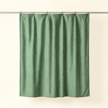 Fern Bend Shower Curtain Hanging Flat From A Plain Rod - Green (synthetic illustration; no displayed measurements)